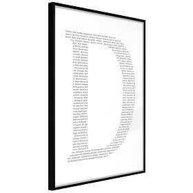 Artgeist Poster Affisch Letter D 30x45cm Svart Ram