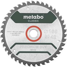 Metabo Precision cut Wood Classic 165X20 Z42 WZ 5° 628026000 Hårdmetall cirkelsågklinga 165 x 20 1,2 mm Antal tänder (per tum): 42 1 st