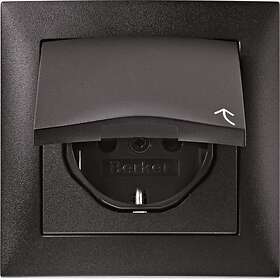 Hager 6347441616 Vägguttag 1-vägs, lucka, 16A, jordat, S1 Antracit