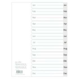 Register A4 Jan-Dec plast grå