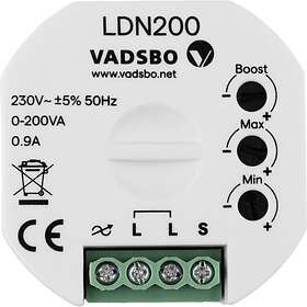 Vadsbo V-40P0200-001 Dosdimmer LED Dimmer trådlös utan nolla LDN200