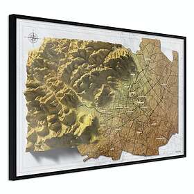 Artgeist Poster Affisch Isometric Map Vienna Map: 90x60cm Svart Ram
