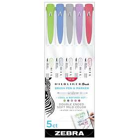 Zebra: Markerpenna Zebra Mildliner Brush Cool & Refined 5 färger