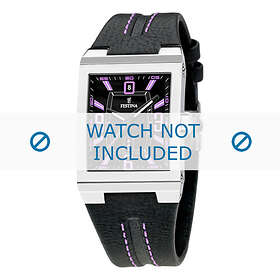 Festina klockarmband F16185-B Läder Svart 16mm sömmar violett