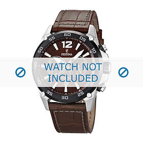 Festina klockarmband F16673-3 / F16673-6 Krokodil läder Mörk brun 24mm sömmar grå
