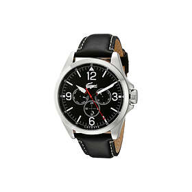 Lacoste klockarmband 2010804 / LC-52-1-14-2599 Läder Svart 22mm sömmar vitt