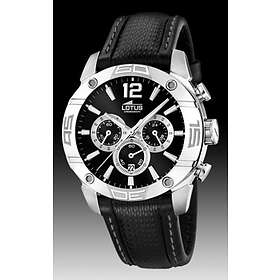 Lotus klockarmband 15644-8 Läder Svart 23mm sömmar grå