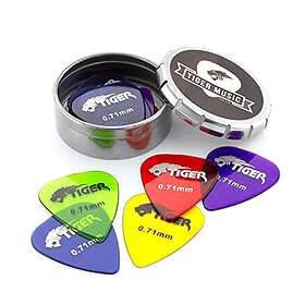 Tiger Guitar Plectrums with Pick Tin 12 Gel 0.71mm