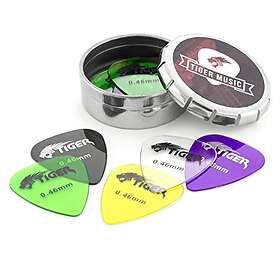 Tiger Guitar Plectrums with Pick Tin 12 Gel 0.46mm