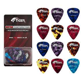 Tiger Celluloid Guitar Picks Pack of 12 Variety Gauges