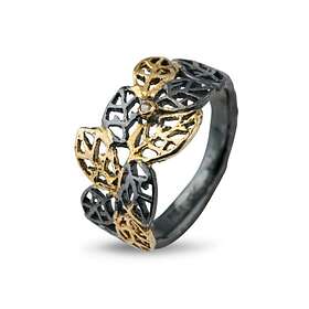 By Birdie Beech Leaves Sterling Silver Ring Med Diamant 0,02 Carat 50110302
