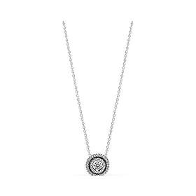 Bijoux tendance – Collier femme, argent 925/1000, pendentif rond  scintillant en zircon cubique.