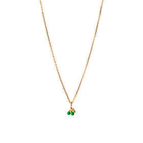 Enamel Cherry Grass Green Necklace 18 ct. Goldplated N70GM