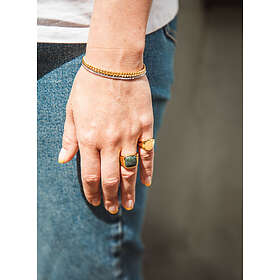 IX Studios Cushion Signet Ring Green Marble förgylld-Storlek 50 Unisex