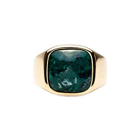 IX Studios Cushion Signet Ring Green Marble förgylld-Storlek 54 Unisex 22 kt.