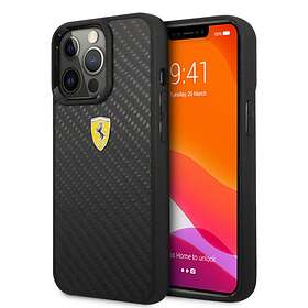 Ferrari iPhone 13 Pro Real Carbon Metal Logo Svart FEHCP13LFCABK