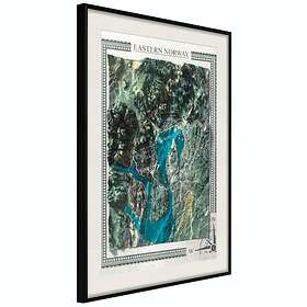 Artgeist Poster Affisch Isometric Map Eastern Norway Map: 20x30cm Svart Ram med Passepartout