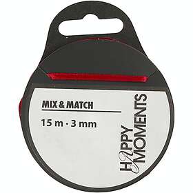 Happy Moments Satinband 3mmx15m vinröd