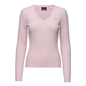 Gant Stretch Cotton Cable V-neck Sweater (Dame)