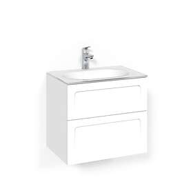 Macro Design Tvättställsskåp Crown Shape Med Glastvättställ Kom 60x45 Vit Sh G FSK60VSG