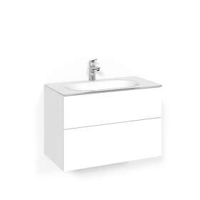 Macro Design Tvättställsskåp Crown Plain Med Glastvättställ Kom 80x45 Vit Pl G FSK80VPG