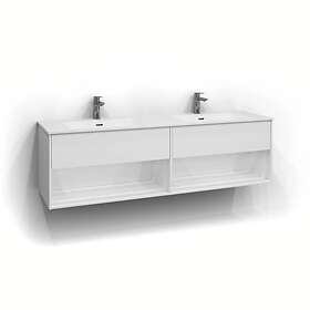 Svedbergs Epos Tvättställsskåp 160x45 Plan Vit 1+1L Öppen Push 2L