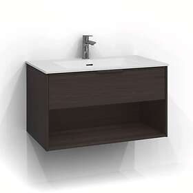 Svedbergs Tvättställsskåp Epos 80x45 Underdel Relief Brun ask 1Låd Öppen förvaring Int 170811