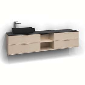 Svedbergs Tvättställsskåp Epos 200x45 Underdel Relief Vit ask 2+0+2L Öppen förvaring I 16202021