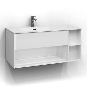 Svedbergs Tvättställsskåp Epos 100x45 Underdel Plan Vit 1Låd Öppen förvaring 151010V