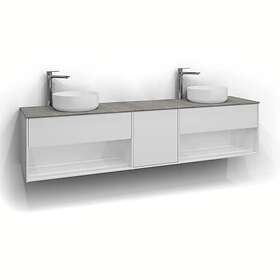 Svedbergs Tvättställsskåp Epos 200x45 Underdel Plan Vit 1+1+1L Öppen förvaring 15201110