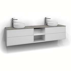 Svedbergs Tvättställsskåp Epos 200x45 Underdel Plan Vit 2+0+2L Öppen förvaring Push 15202020-P