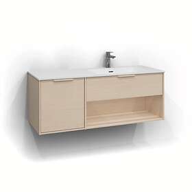 Svedbergs Tvättställsskåp Epos 120x45 Underdel Relief Vit ask 1+1L Öppen förvaring Int 1612111H