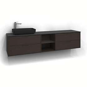 Svedbergs Tvättställsskåp Epos 200x45 Underdel Relief Brun ask 2+0+2L Öppen förvaring 17202021