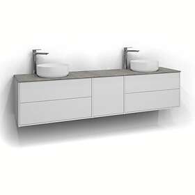 Svedbergs Tvättställsskåp Epos 200x45 Underdel Plan Vit 2+1+2L 15202120