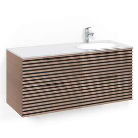 Macro Design Tvättställsskåp Crown Stripe Med Glastvättställ Kom 120x45D Lj.Ek St VGH FSK120EZVGHH