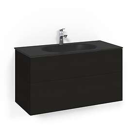 Macro Design Tvättställsskåp Crown Push Open Med Glastvättställ Kom 100x45 Sv.Ek Psh MsG FSK100SPOSG