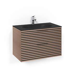 Macro Design Tvättställsskåp Crown Stripe Med Glastvättställ Kom 80x45 Lj.Ek St MsG FSK80EZSG