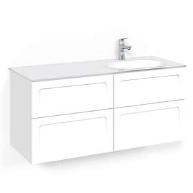 Macro Design Tvättställsskåp Crown Shape Med Glastvättställ Kom 120x45D Vit Sh V