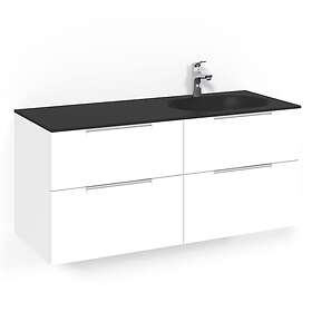 Macro Design Tvättställsskåp Crown Grip Med Glastvättställ Kom 120x45D Vit Gr SG