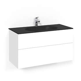 Macro Design Tvättställsskåp Crown Push Open Med Glastvättställ Kom 100x45 Vit Psh MsG FSK100VPOSG