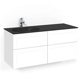 Macro Design Tvättställsskåp Crown Frame Med Glastvättställ Kom 120x45D Vit Fr SGV FSK120VFSGVH