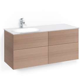 Macro Design Tvättställsskåp Crown Plain Med Glastvättställ Kom 120x45D Lj.Ek Pl VGV FSK120EPVGVH