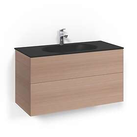 Macro Design Tvättställsskåp Crown Plain Med Glastvättställ Kom 100x45 Lj.Ek Pl MsG FSK100EPSG