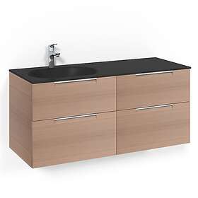 Macro Design Tvättställsskåp Crown Grip Med Glastvättställ Kom 120x45D Lj.Ek Gr 