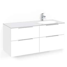 Macro Design Tvättställsskåp Crown Grip Med Glastvättställ Kom 120x45D Vit Gr VG