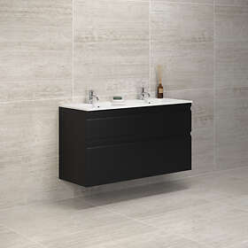 Dansani Tvättställsskåp Luna Minore Dubbel med Integrerat Handtag 120,2 cm D set H64 2lå. svart mat folie KMI-0564