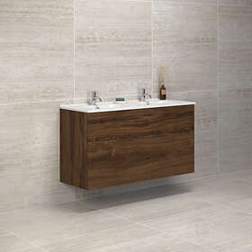 Dansani Tvättställsskåp Luna Kantate Dubbel 121 cm D set H64 2lå. brun ek KKA-0552