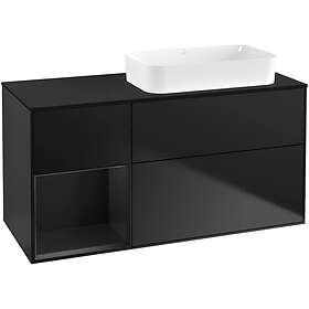 Villeroy & Boch Tvättställsskåp Finion med 3 Lådor Hylla och Bänkskiva för Ocentrerat Fristående F682PDPD