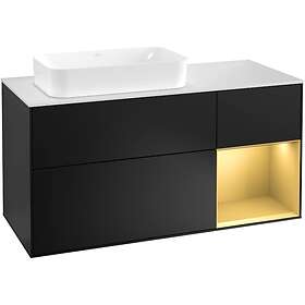 Villeroy & Boch Tvättställsskåp Finion med 3 Lådor Hylla och Bänkskiva för Ocentrerat Fristående G281HFPD