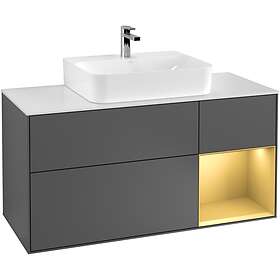 Villeroy & Boch Tvättställsskåp Finion med 3 Lådor Hylla och Bänkskiva för Centrerat F171HFGK